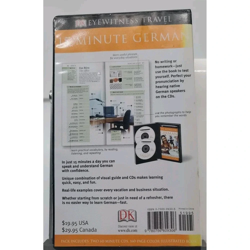 DK Eyewitness 15 Minute German Language Course 2 CDs and Book Set Vintage 2005